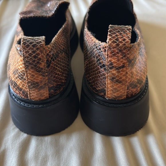 ASOS Woman’s Slip On Brown Snakeskin Platform Loafers - Picture 6 of 10